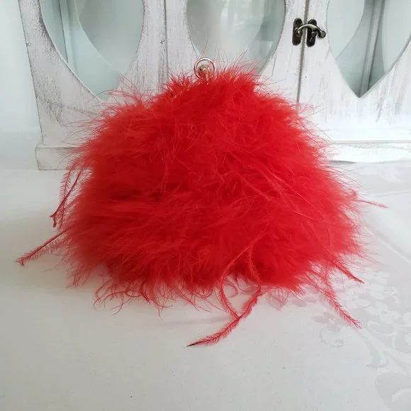 XCITE Red Satin & Feathers Special Occasion Purse - Picture 7 of 12